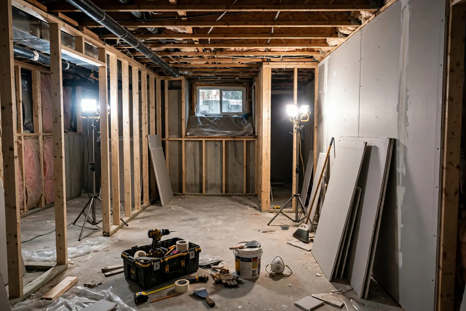 Basement renovation in Hamilton, Ontario