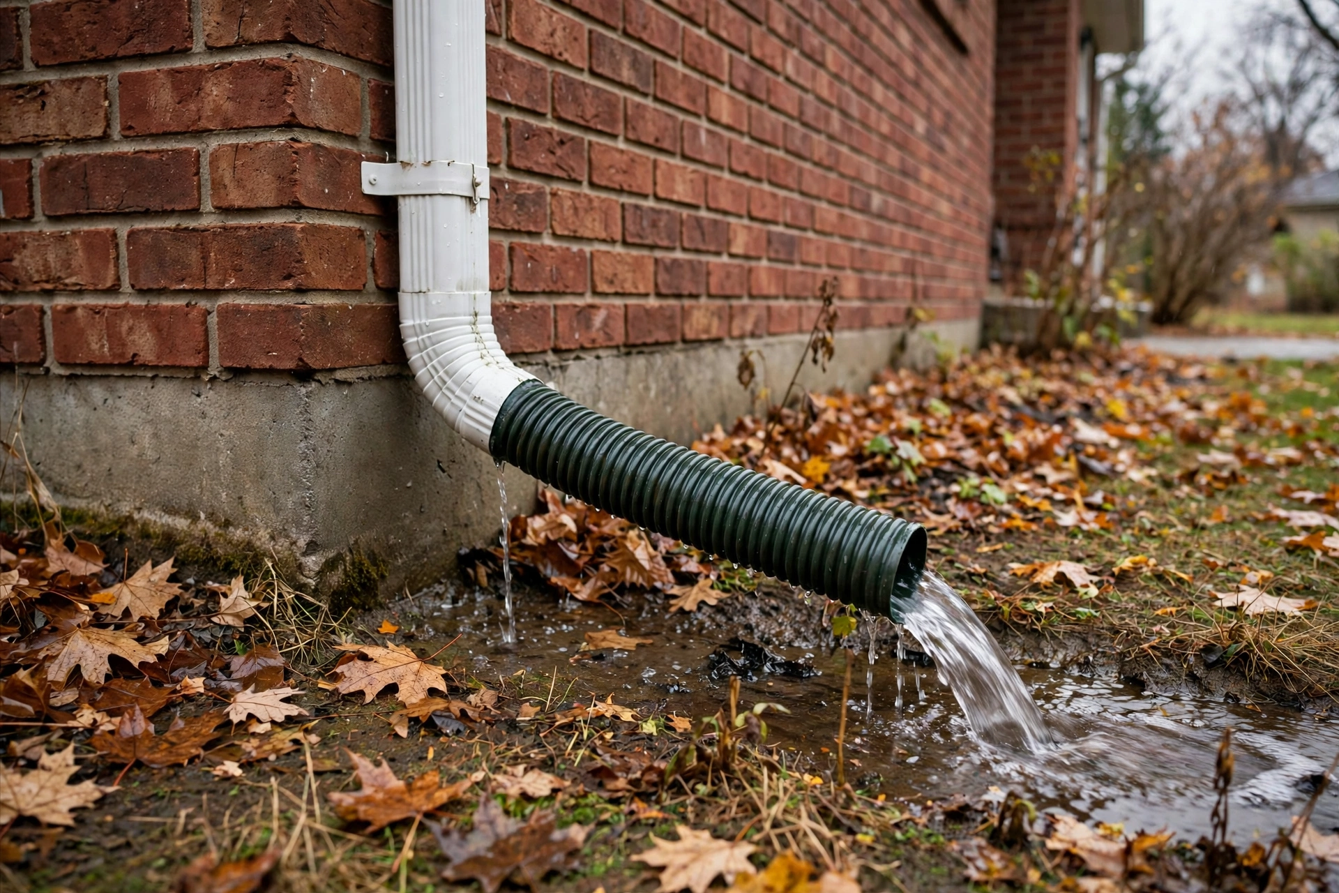 Downspout directing water away from the foundation of a Hamilton home